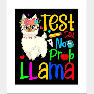 Funny Test Day No Prob-llama Llama Leopard Teacher Testing Posters and Art